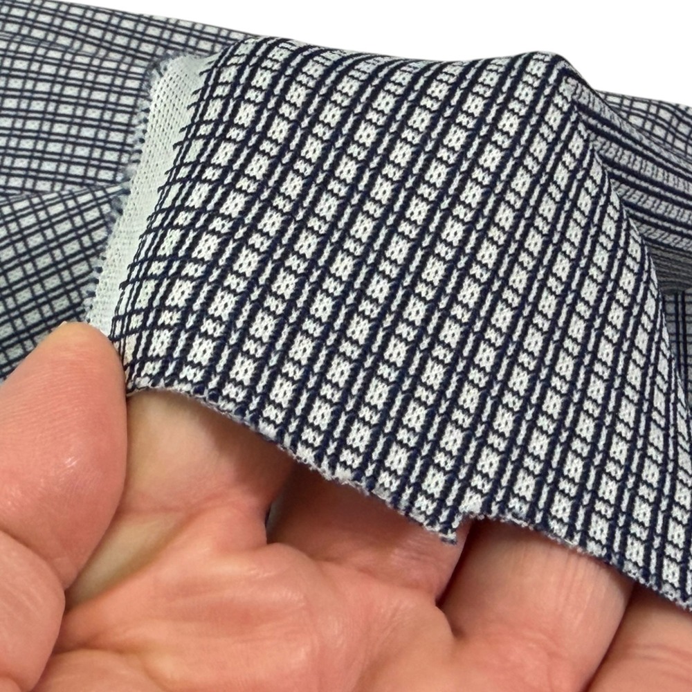 Navy Blue White Houndstooth Check Fabric 2 Pieces Sewing Crafting Dark Academia - Picture 10 of 10